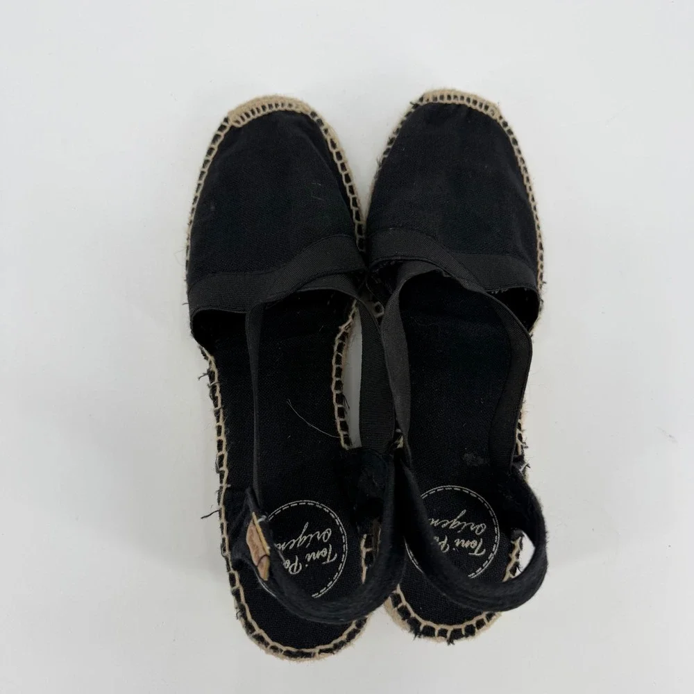 Toni Pons Tarbes Black Canvas Espadrille Wedge Sandals Womens 39 Spain